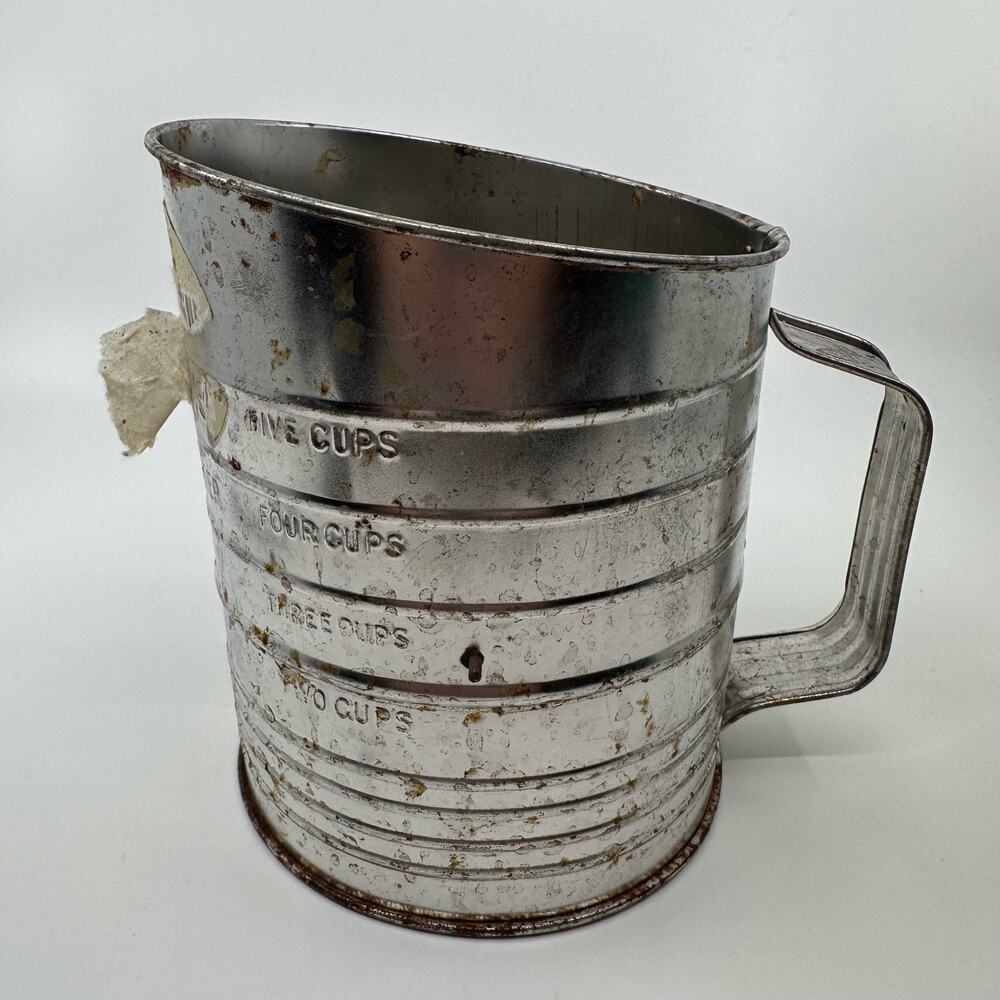 Vintage Bromwell's 5 Cup Crank Handle Measuring Flour Sifter Made in USA